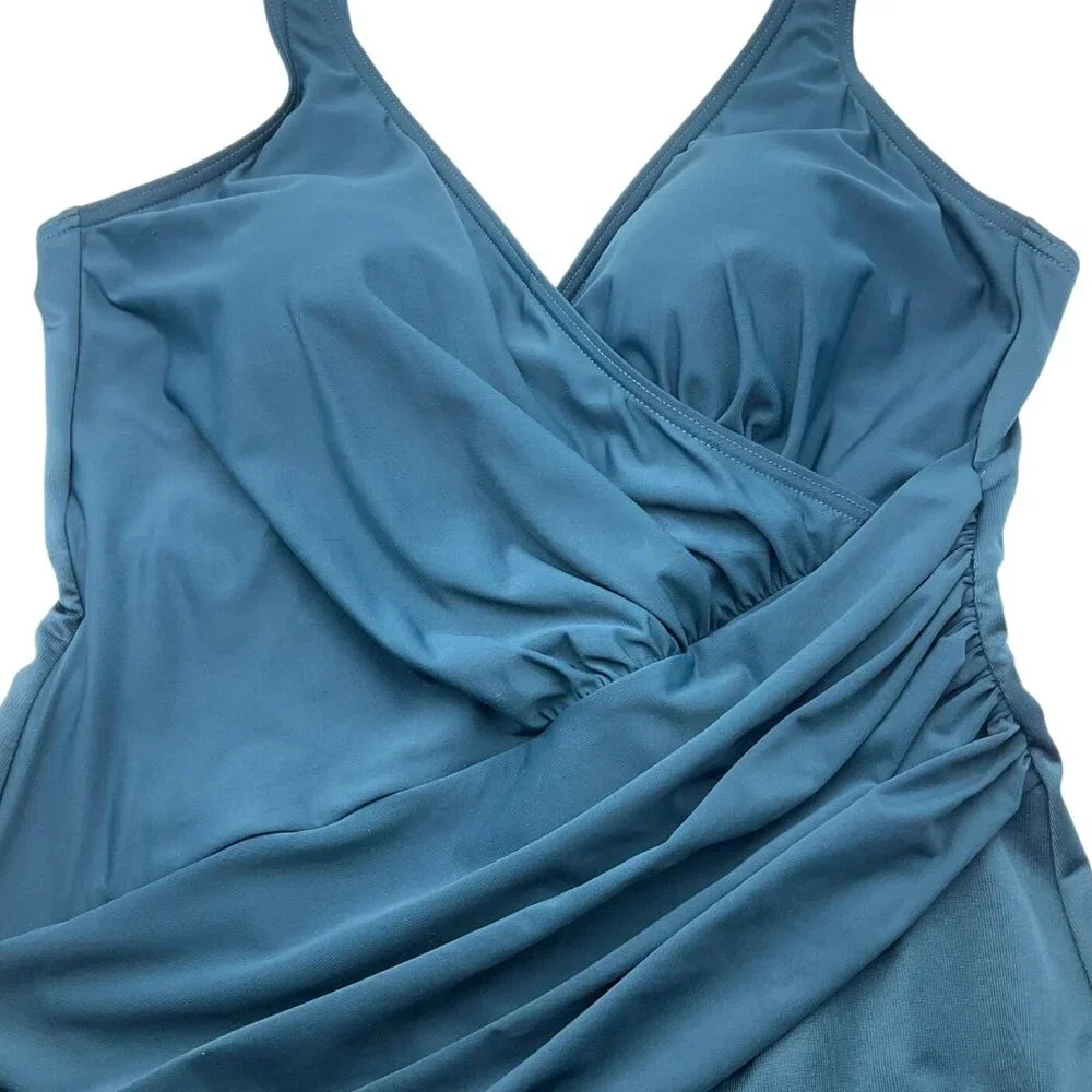 Miraclesuit Large Nova Green Must Have Oceanus One-Piece Swimsuit Draped - Picture 4 of 16